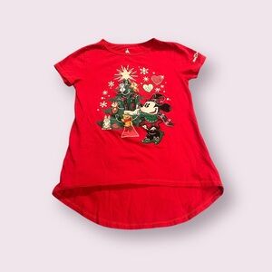 Kids Disney Parks Authentic Red Christmas Short Sleeve Top Size Large
